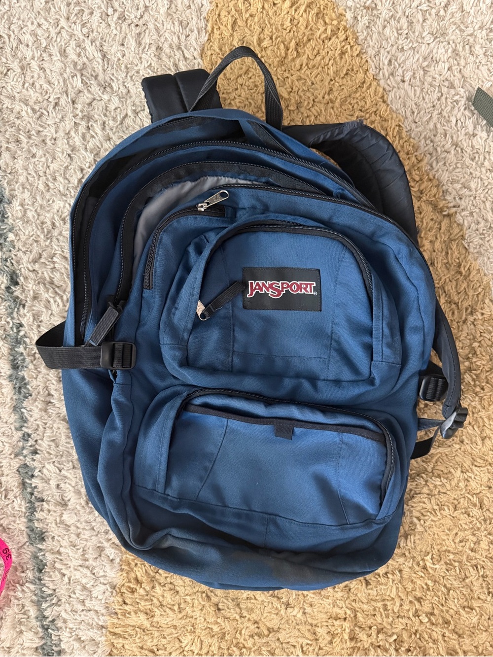 JanSport Navy Blue Backpack - Durable Triple Pack with tons of pockets